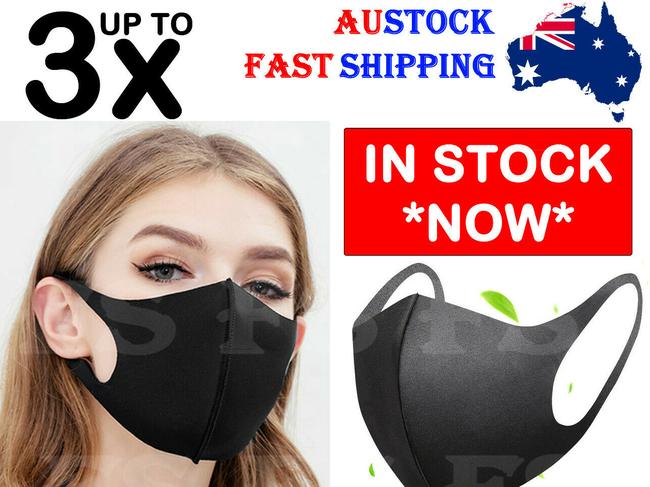 A reusable polyurethane mask advertised on eBay. Washable masks could be less effective than surgical and P2 varieties. Picture: Supplied