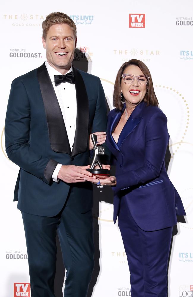 Julia Morris and Chris Brown accepted the award for Outstanding Reality Program with I’m A Celebrity Get Me Out Of Here taking the gong. Picture: Josh Woning