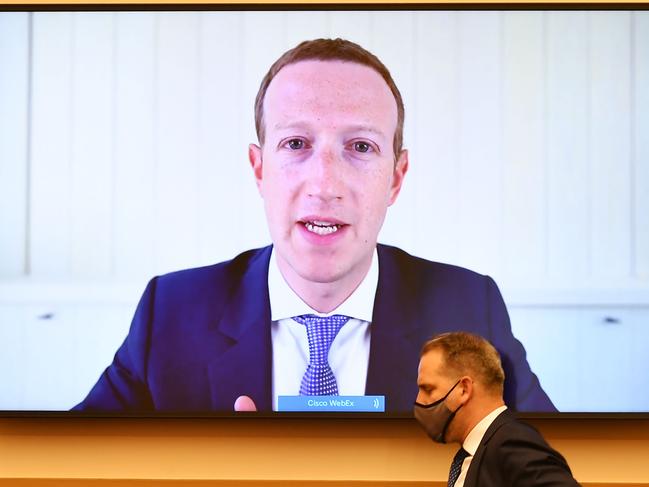 Facebook CEO Mark Zuckerberg testifies before the House Judiciary Subcommittee on Antitrust, Commercial and Administrative Law hearing on "Online Platforms and Market Power". Picture: AFP