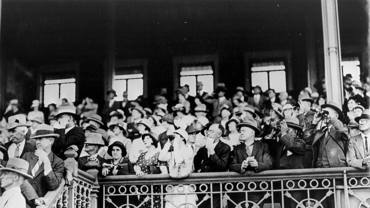 A Crowd in the grandstand at Eagle Farm in 1936. Picture: John Oxley Library, State Library of Queensland.