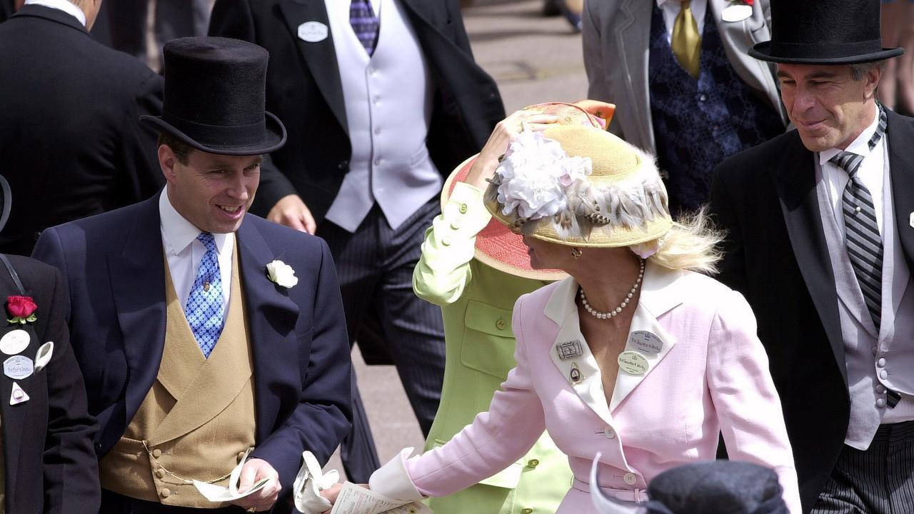 The pair was pictured with Epstein (far right) during the outing. Picture: Tim Graham Photo Library via Getty Images