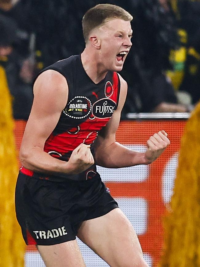 And after kicking his first in the big time on Saturday. Picture: Michael Willson/AFL Photos