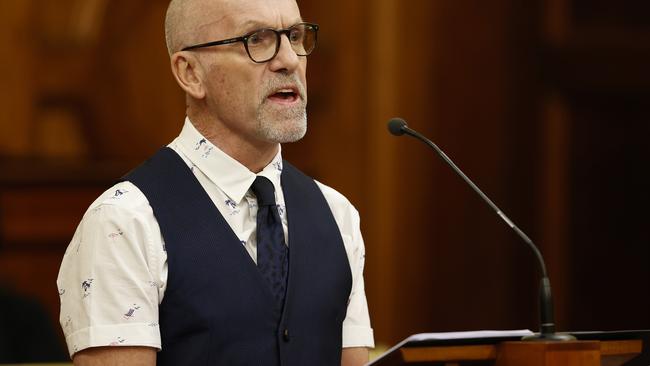 Independent MLC, Michael Gaffney talks during the reading of the Voluntary Assisted Dying Bill at the Tasmanian Legislative Council. Picture: Zak Simmonds