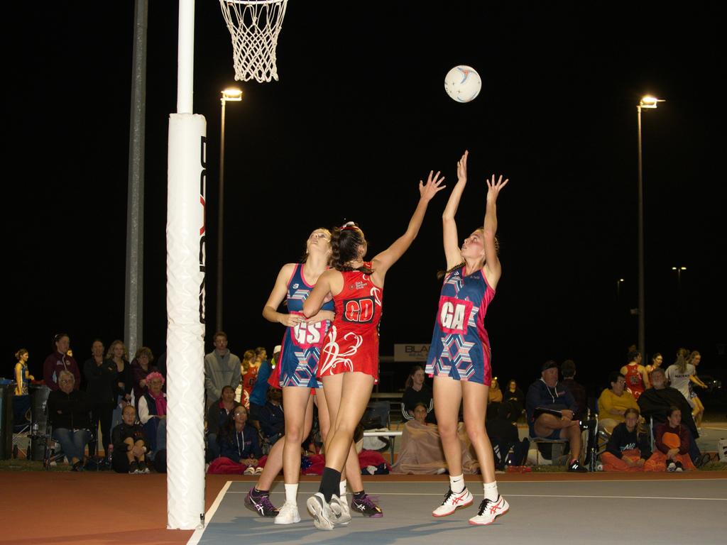 Ash Turton DAS player keeps Katelyn Masters from Storm under pressure in the 2021 Mackay Netball Association seniors grand final. September 4th, 2021 Picture: Marty Strecker