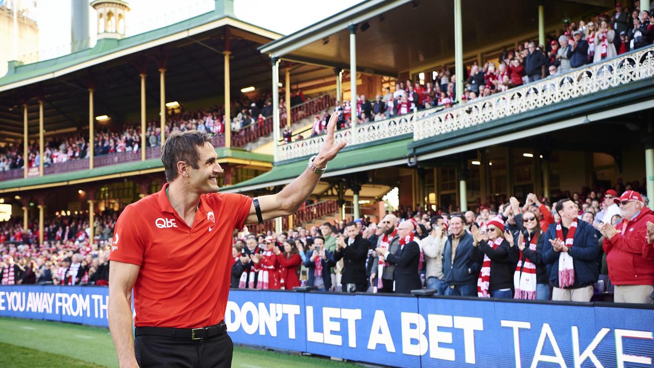 Josh P. Kennedy salutes the SCG crowd with a lap of honour. Should the Roos target him? Picture: Brett Hemmings/AFL Photos/via Getty Images