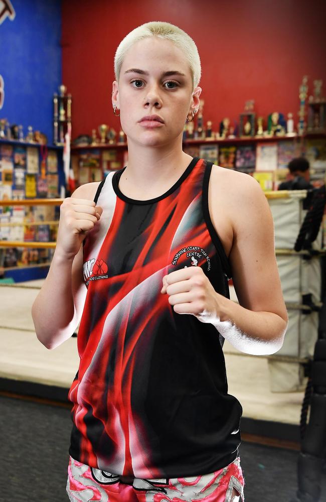 Fighter Jorja Hersey, 17, will be competing at the National Muay Thai Champs in March. Picture: Patrick Woods.