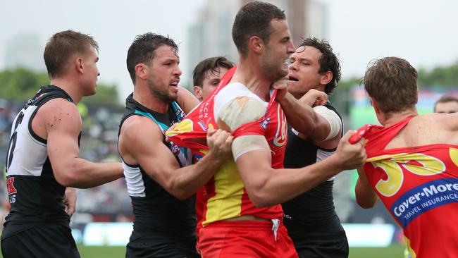 Jarrod Witts gets to know a couple of Port Adelaide players.