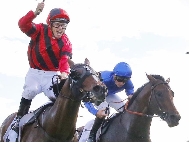 *APAC Sports Pictures of the Week - 2022, March 7* - SYDNEY, AUSTRALIA - MARCH 05: Tim Clark on Converge wins race 8 the Mostyn Copper Randwick Guineas during Sydney Racing at Royal Randwick Racecourse on March 05, 2022 in Sydney, Australia. (Photo by Mark Evans/Getty Images)