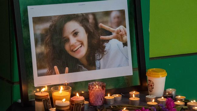 Thousands lining the streets of Melbourne for a public vigil following Aiia Maasarwe’s murder. Picture: Jason Edwards