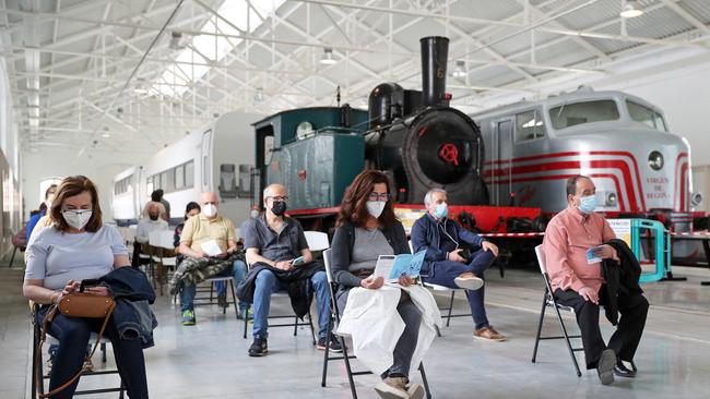 A pop up vaccination hub at the Vilanova i la Geltru Railway Museum, in Barcelona. Picture: Joan Valls / NurPhoto