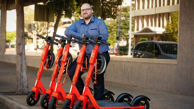 Metro Hotel general manager Stefanos Vaskilakis said the Neuron eScooters have been a valuable asset for clients. Picture: Glenn Campbell