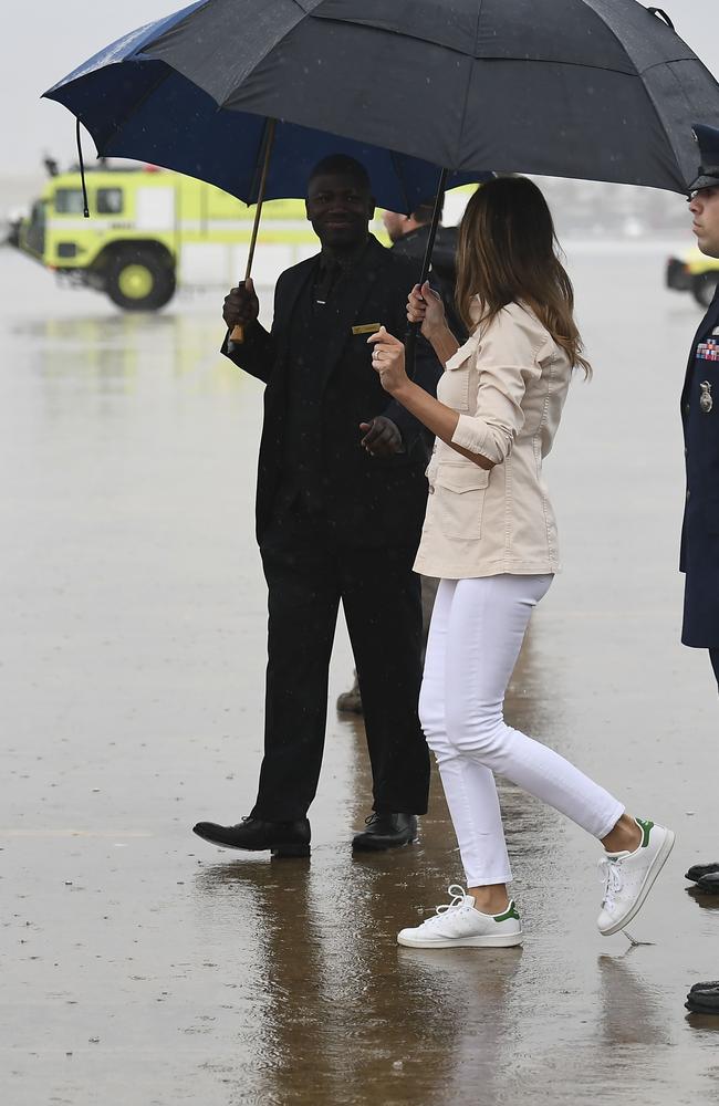 The jacket was gone when she landed in Texas. Picture: AFP