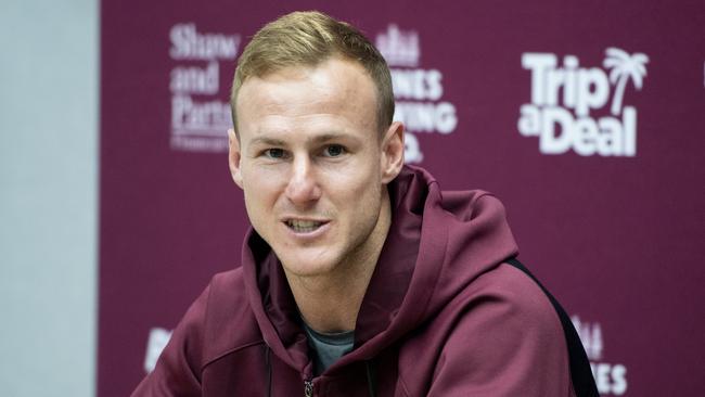 Manly Sea Eagles captain Daly Cherry-Evans addresses the media in Sydney on Tuesday. Picture: Daily Telegraph / Monique Harmer