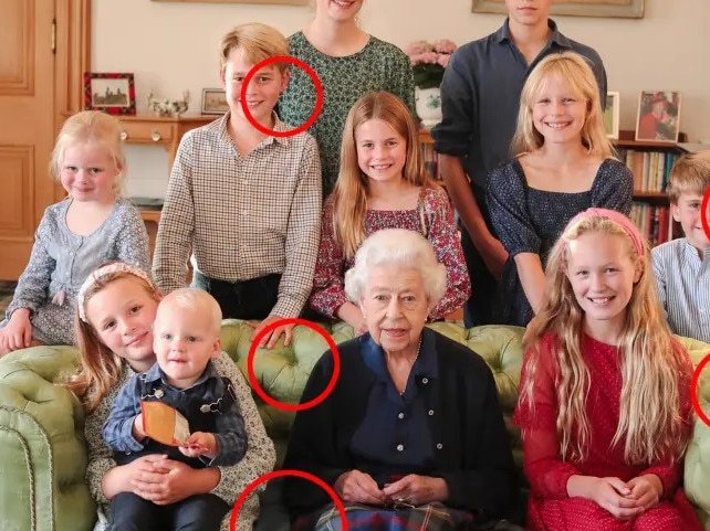 Kate Middleton edited photo of Queen Elizabeth and grand children. Picture: Kensington Royal/AFP