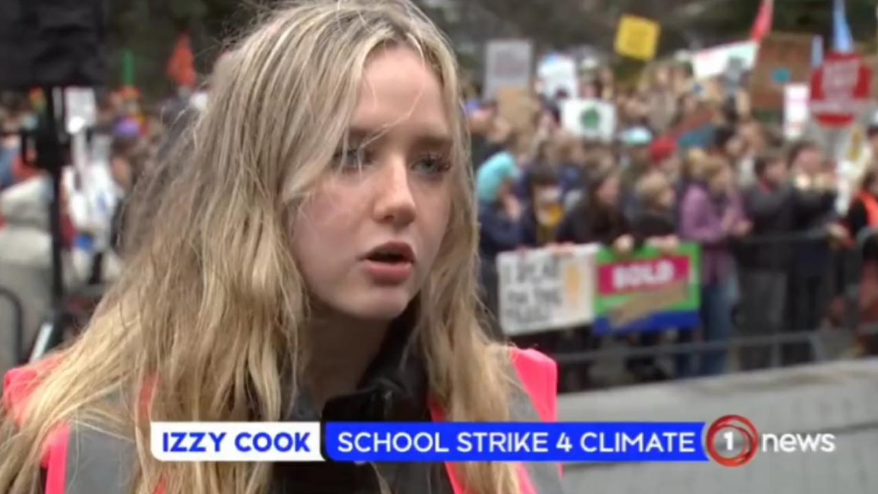 Climate change activist Izzy Cook. Picture: 1News