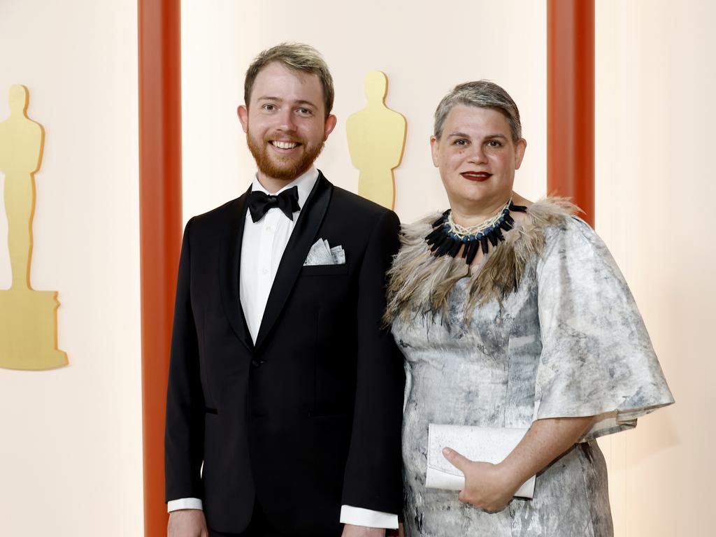 Lachlan Pendragon arrives with his mother at the Oscars. Picture: Getty Images