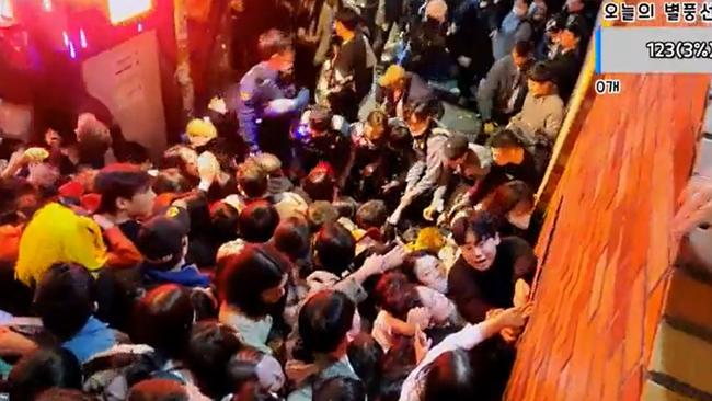 A stampede in the South Korean capital's popular Itaewon district. Picture: Twitter