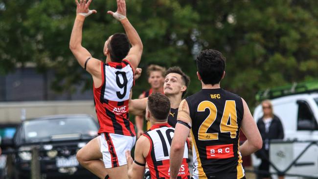 Sam Harte flies for Blackburn on Good Friday. Picture: Davis Harrigan