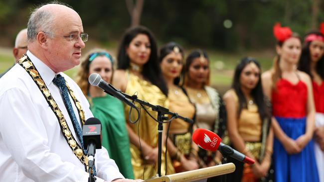 Parramatta Lord Mayor Andrew Wilson speaking at the launch.