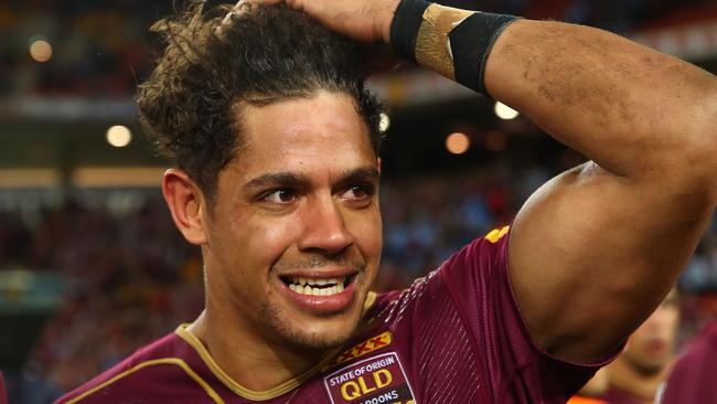 Dane Gagai of the Maroons celebrates after winning game three of the State of Origin series.