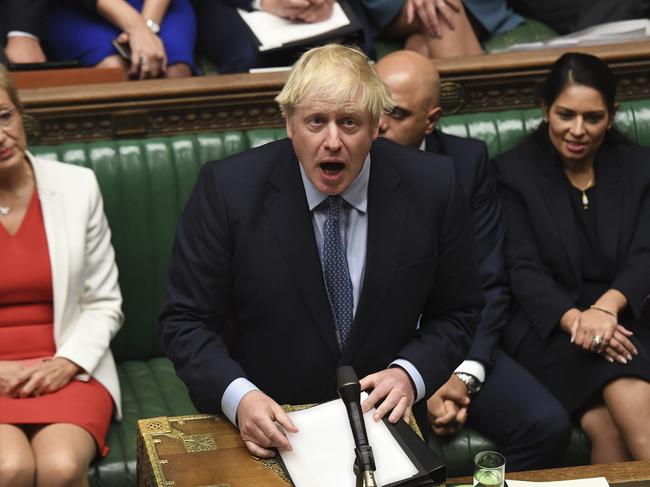 Boris Johnson will demand politicians sit on a Saturday — October 19 — for the first time since the Falklands War to get a Brexit deal done. Picture: AP