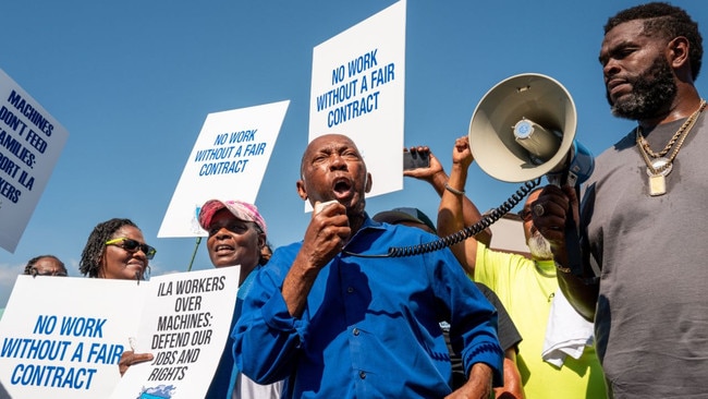 Turner rallies with dockworkers during a strike in Houston, Texas. Picture: Getty