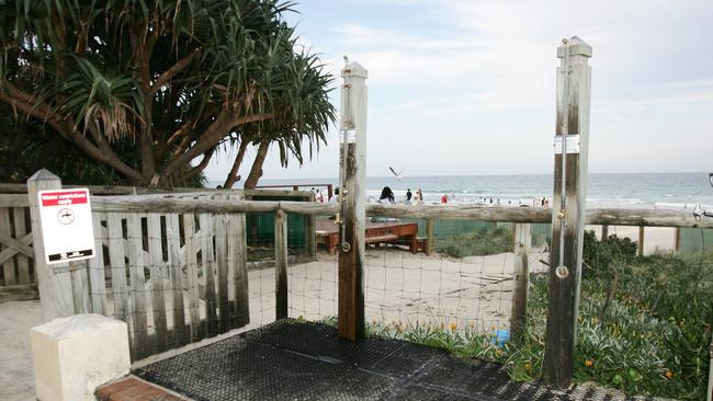 Beach showers were shut off during the drought.