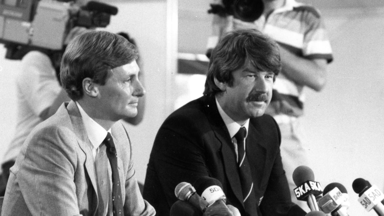 SA Premier John Bannon and Australian Grand Prix chief executive Mal Hemmerling in 1985. Picture: John Burdett