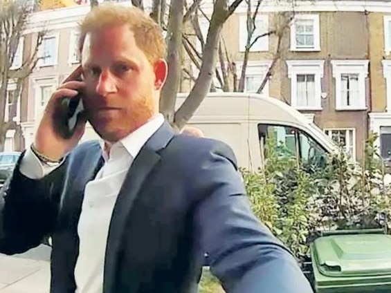Prince Harry was seen on doorbell camera in east London. Picture: The Sun