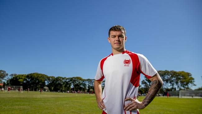 Palm Beach Currumbin's senior boys side have qualified for the SPL grand final and have a chance to make it back to back titles. Player, Declan Smith, 18. Picture: Jerad Williams