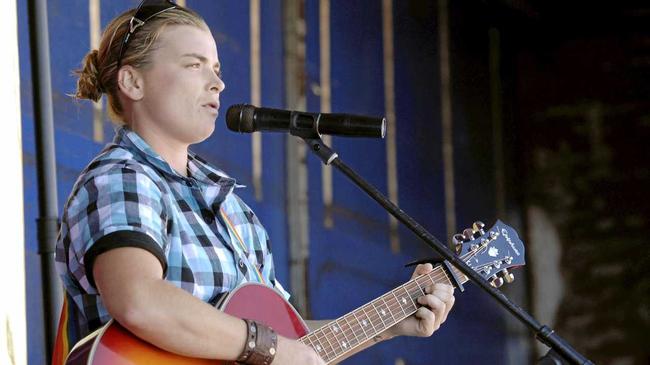 Kate Cook sings at The Constellations Project calendar launch in 2011, just after her Australian Idol stint. Picture: Kevin Farmer