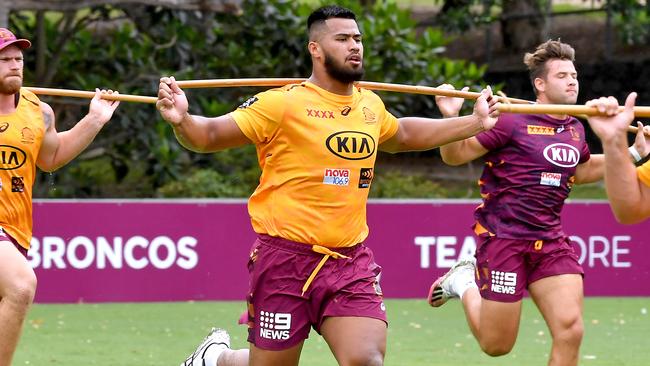 Payne Haas during pre-season training at Red Hill. Picture: John Gass