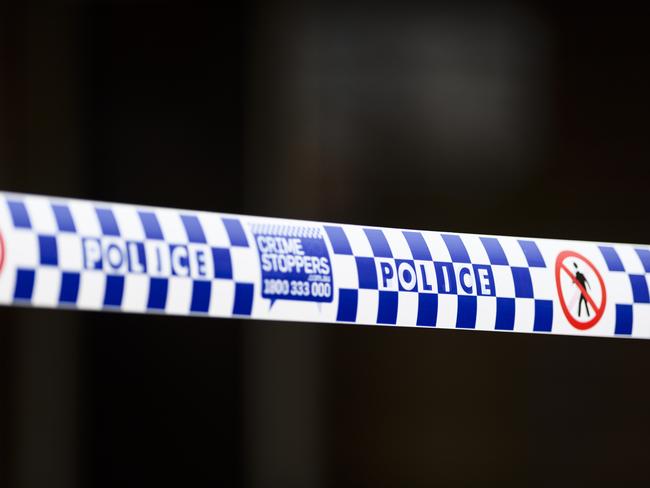 Generic police tape at a crime scene with Crime Stoppers number, qps, queensland police service, Sunday, March 23, 2025. Picture: Kevin Farmer