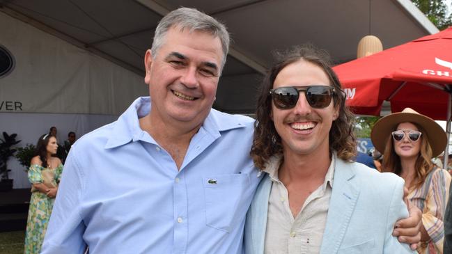 Andrew Marxson and Jack Weaver at the Rockhampton Jaguar Land Rover Pop-Up Polo on June 3, 2023. Picture: Aden Stokes