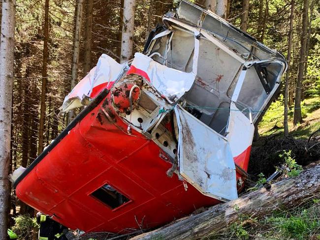 The destroyed cable car. Picture: Stringer/Ansa/AFP
