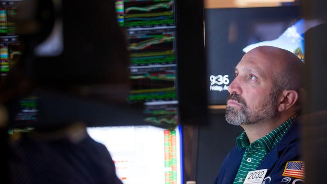 The floor of the New York Stock Exchange after stocks sank as Powell gave a short and clear message that rates will stay high for some time. Picture: Michael Nagle/Bloomberg