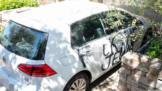 Anti-Semitic graffiti vandalised on a car in Queens Park. Picture Thomas Lisson