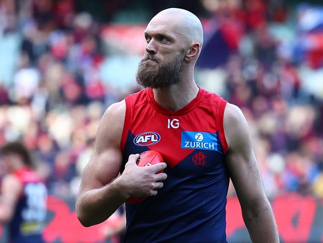 MELBOURNE, AUSTRALIA - JULY 07: Max Gawn of the Demons walks around the boundary during the round 17 AFL match between Melbourne Demons and West Coast Eagles at Melbourne Cricket Ground, on July 07, 2024, in Melbourne, Australia. (Photo by Quinn Rooney/Getty Images)