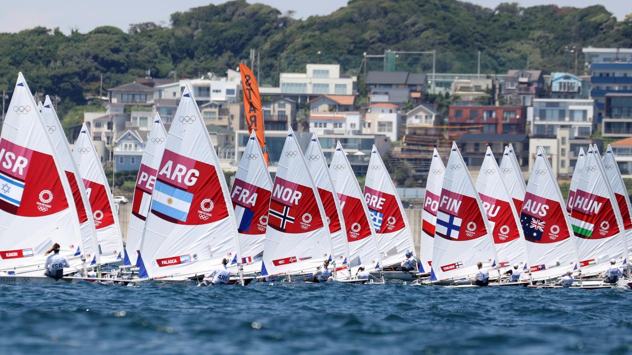 The women's laser radial class race gets underway on day two of the Tokyo 2020. Picture: Getty Images