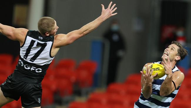 Hinkley said Geelong were able to give Hawkins multiple good looks going forward. Picture: Michael Klein