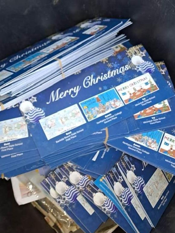 Christmas cards found in the garbage. Picture: Terry Young MP/Facebook