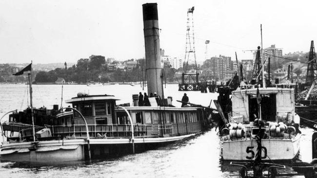 HMAS Kuttabul being raised in Sydney Harbour after it was sunk by Japanese midget submarine in on May 31, 1942.