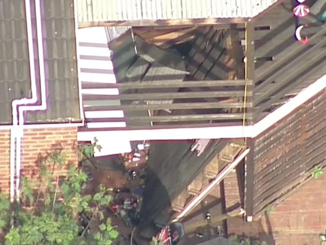 The collapsed balcony. Picture: Seven News.