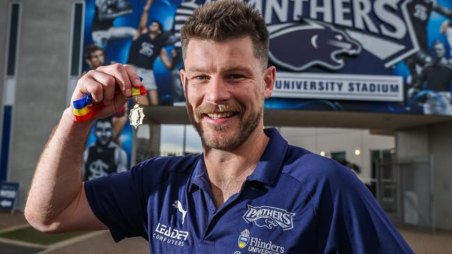 Bryce Gibbs after winning the 2021 Magarey Medal for South Adelaide. Picture: Tom Huntley.