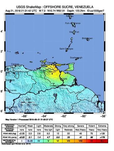 The quake was felt as far away as Colombia's capital Bogota.