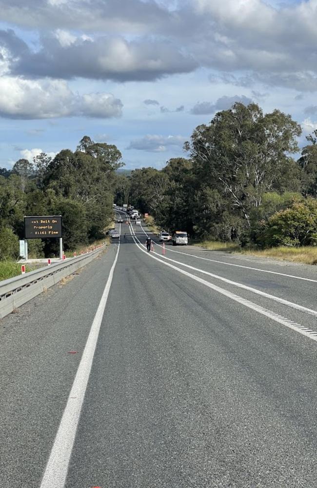 Two lanes of traffic have been closed on the Bruce Highway following a single vehicle crash.