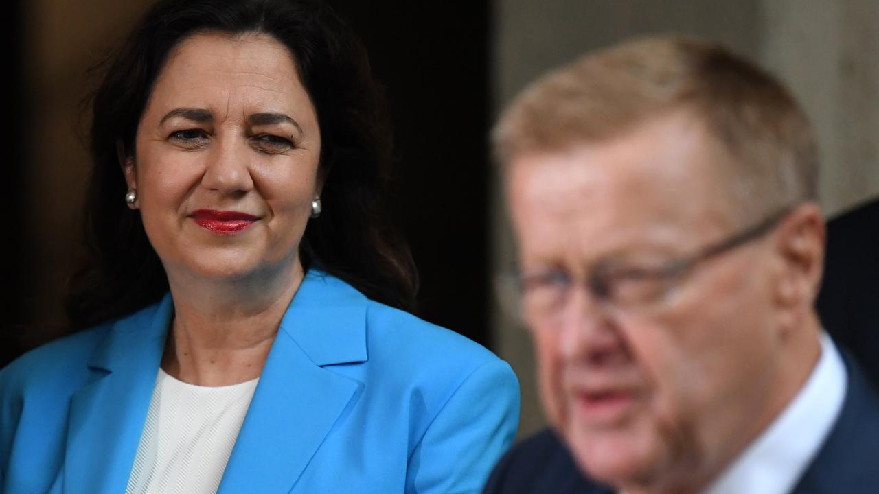 Premier Annastacia Palaszczuk and John Coates. Picture: NCA NewsWire / Dan Peled