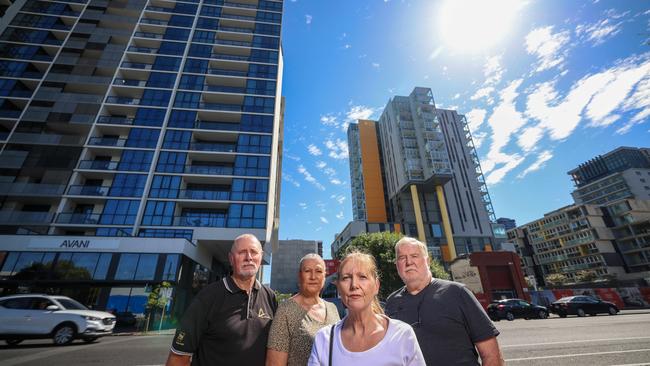 Balfour’s Square residents Peter and Karen Schultze, Shirley McPherson &amp; Wayne Stonehouse have signed a petition against a high-rise tower next to their properties. Picture: Russell Millard