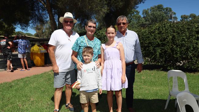 MELBOURNE, AUSTRALIA - MARCH 2 2024 Chris Hazleman, Barb Hazleman, Glen McDonald Peyton and Easton Quinn Attend the Wangaratta Cup Picture: Brendan Beckett