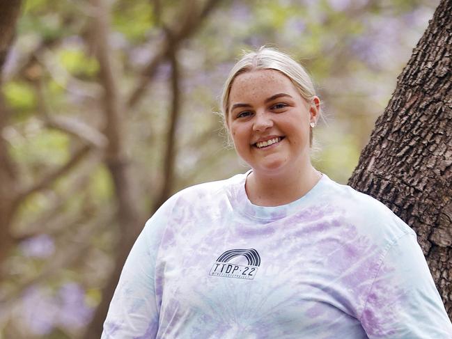 WEEKEND TELEGRAPHS -  1/12/22  MUST CHECK WITH PIC EDITOR JEFF DARMANIN BEFORE PUBLISHING  -16yr old cancer survivor Molly Croft pictured in Westmead today. Molly has raised over $250k for cancer research in the last 4yrs. Picture: Sam Ruttyn